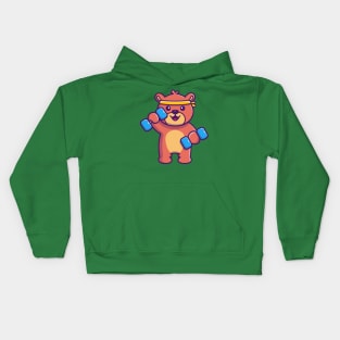 Cute Teddy Bear Work Out Cartoon Kids Hoodie